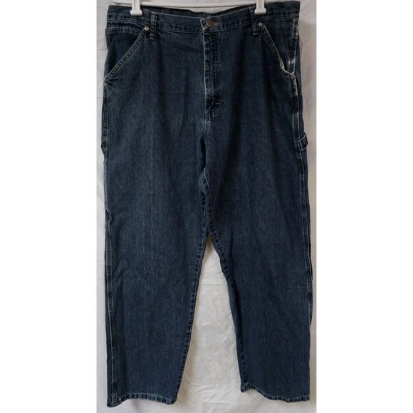 Wrangler 38x32 Relaxed Fit Baggy Medium Wash Straight Carpenter Jeans 94LSWQW - Picture 1 of 14